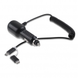 Duo USB autolader met micro USB en Lightning kabel