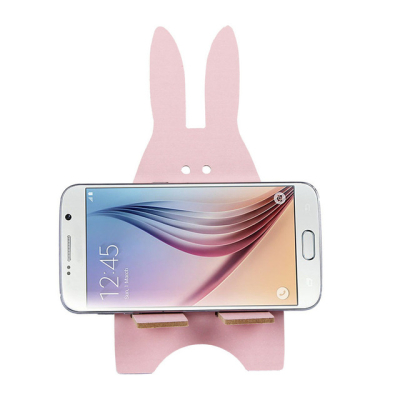 Telefoonhouder houten konijn roze
